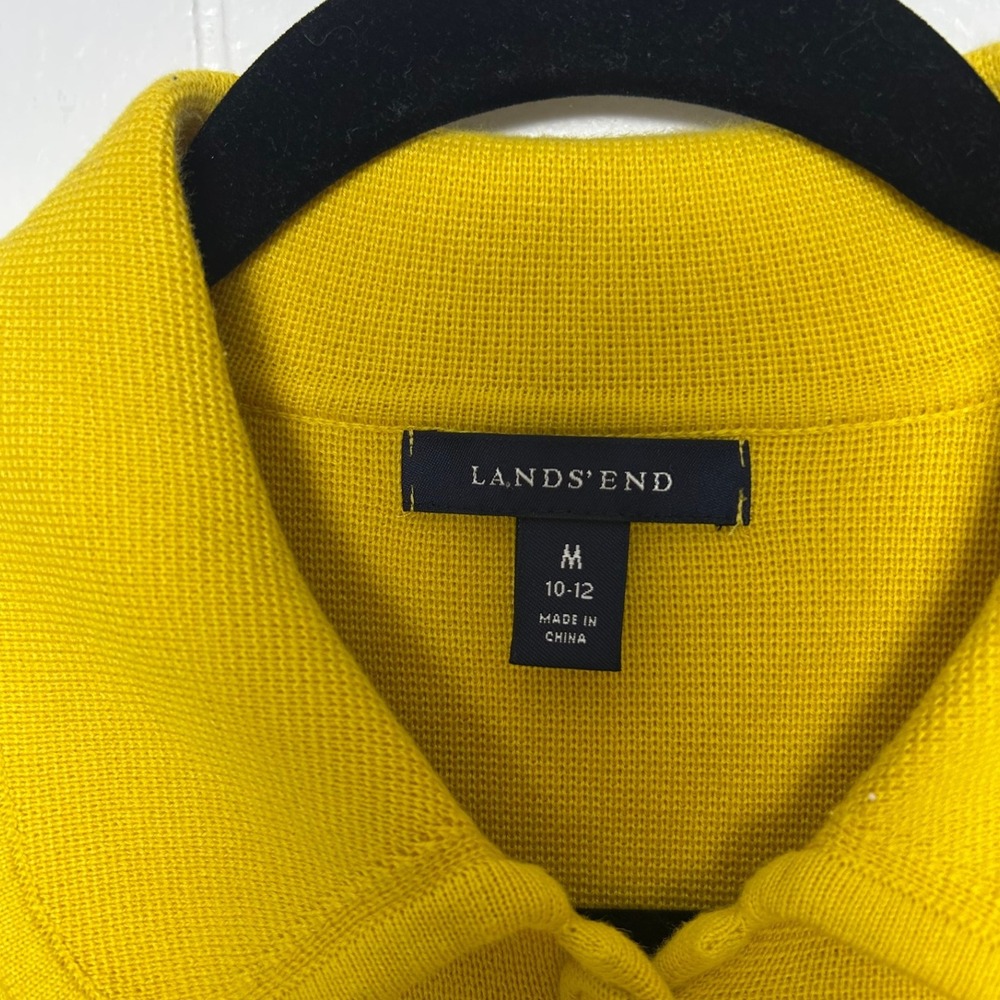 Lands' End 100% Supima Cotton Yellow Jacket‎ Cardigan Sweater Size Medium - Picture 3 of 8